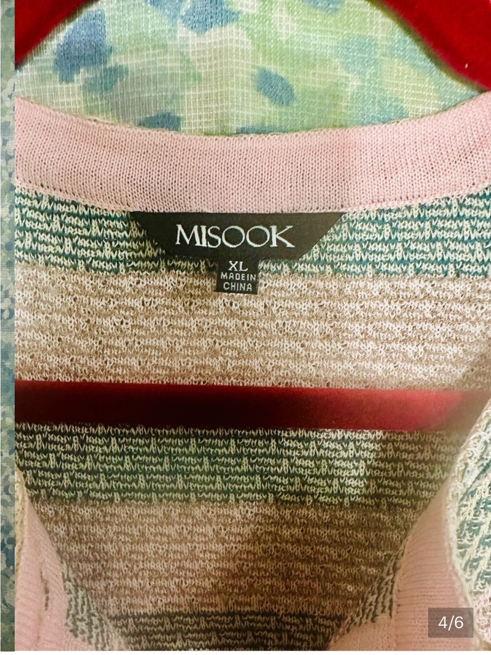 Misook Textured Knit Gold Button Dress Pink Blue Stripe Midi XL - Picture 4 of 5